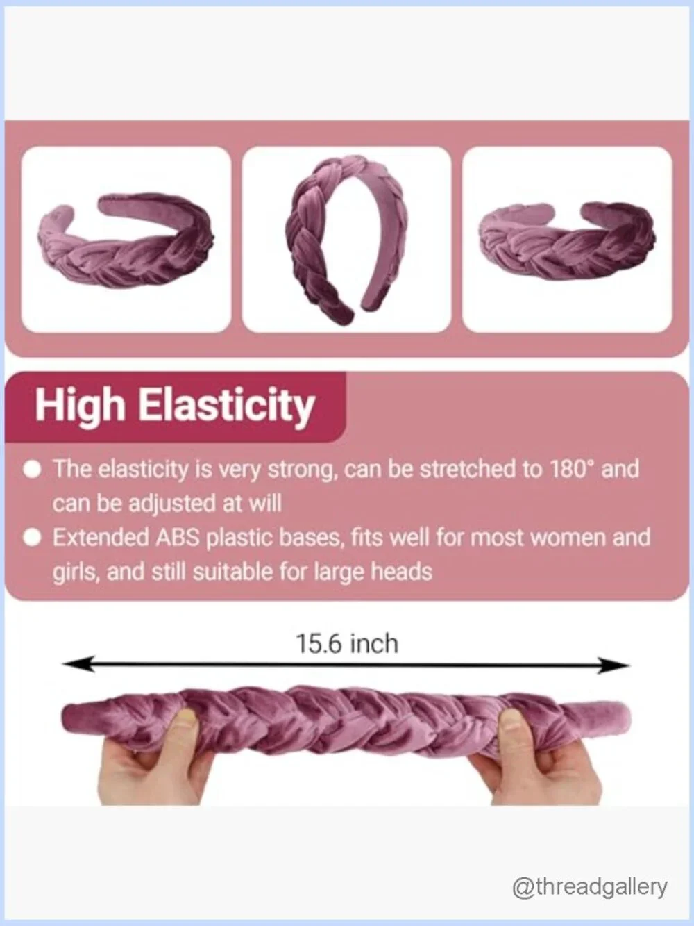 Braided Velvet Headband Non-Slip Stretchy Comfort Hair Accessories